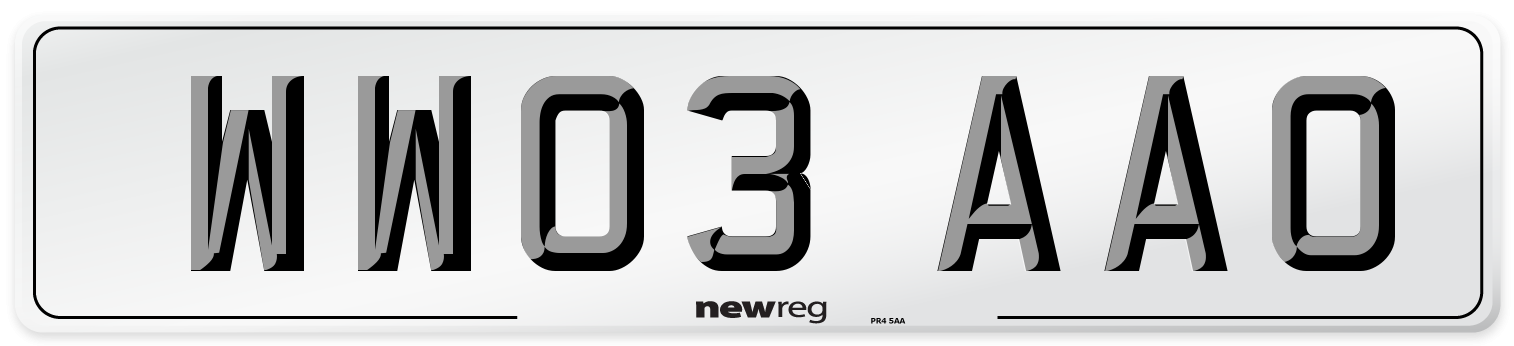 WW03 AAO Number Plate from New Reg